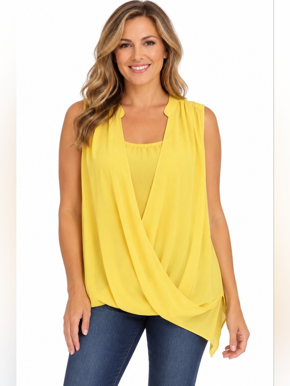 Philosophy Bright Yellow Draped Sleeveless Camisole